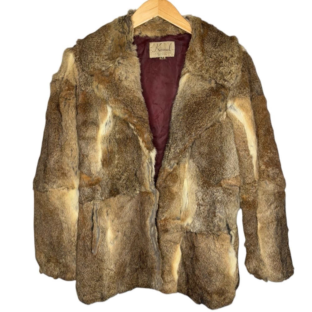 Vintage Fur Coat Brown Kamal women’s size medium rabbit made in Korea